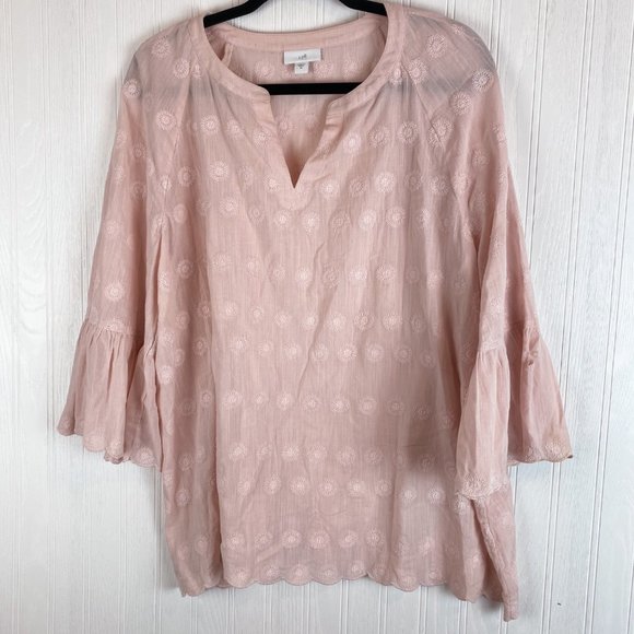 J JILL PINK FORAL‎ EMBROIDERY  TUNIC SIZE MEDIUM - Picture 1 of 2